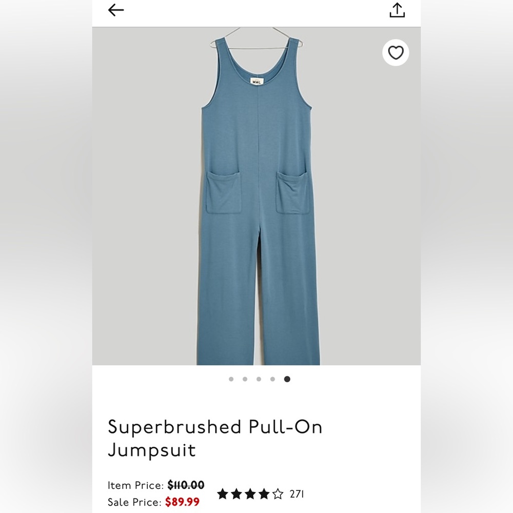 BRAND NEW Madewell Superbrushed Pull-On Jumpsuit